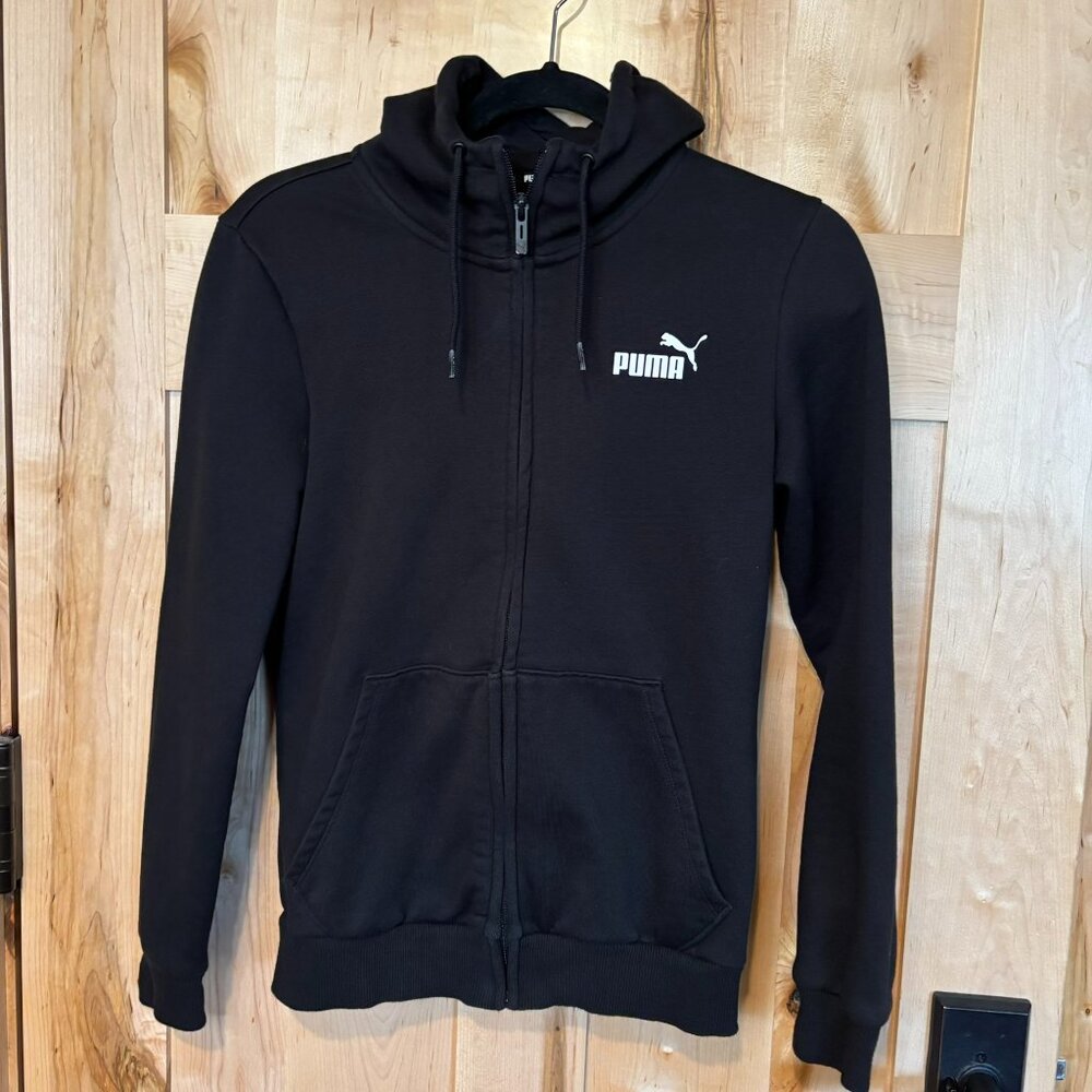 Puma Black Full Zip Hoodie Black Logo S Small 586811-01